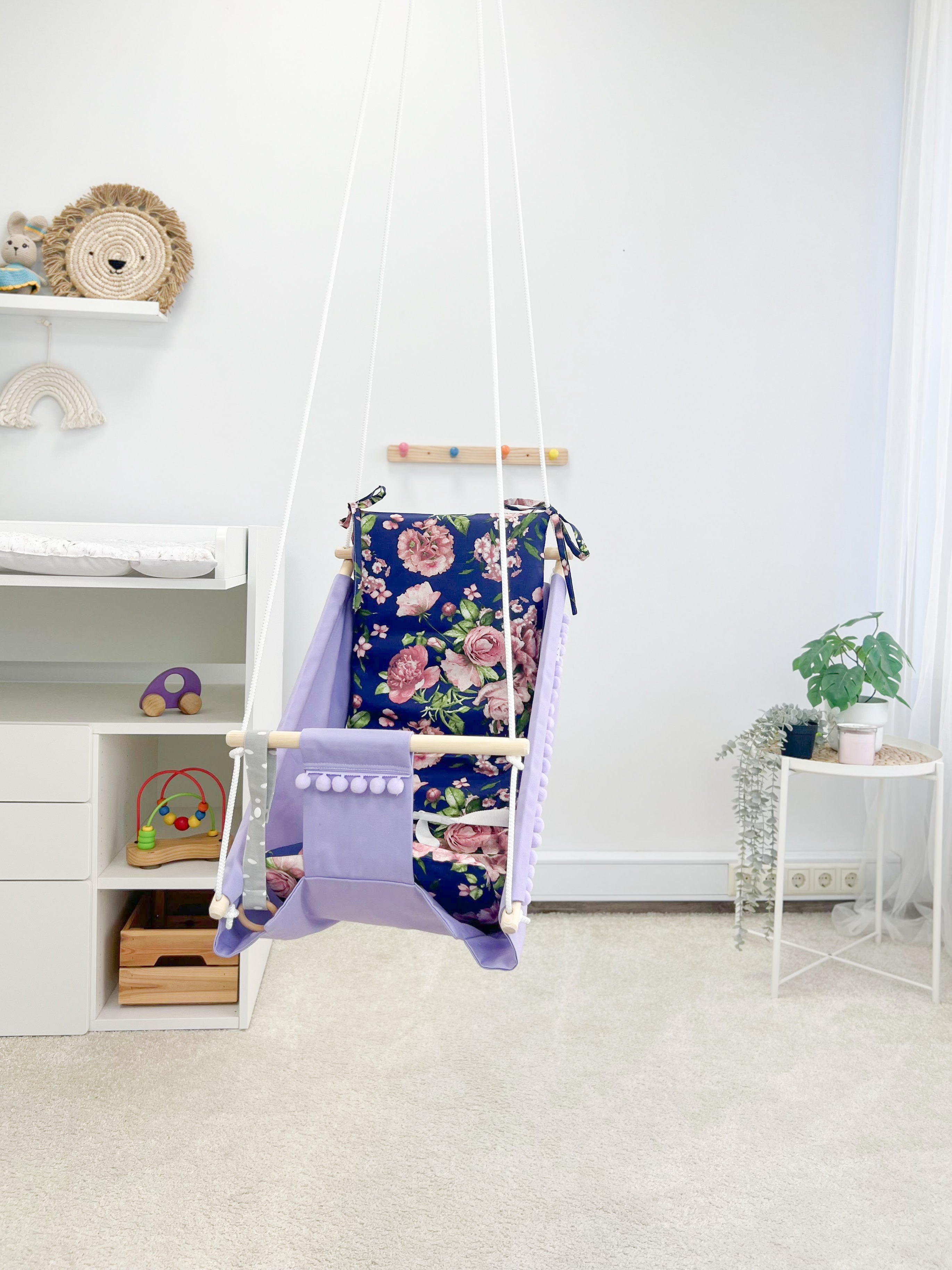 Hammock swing baby "Purple flowers"