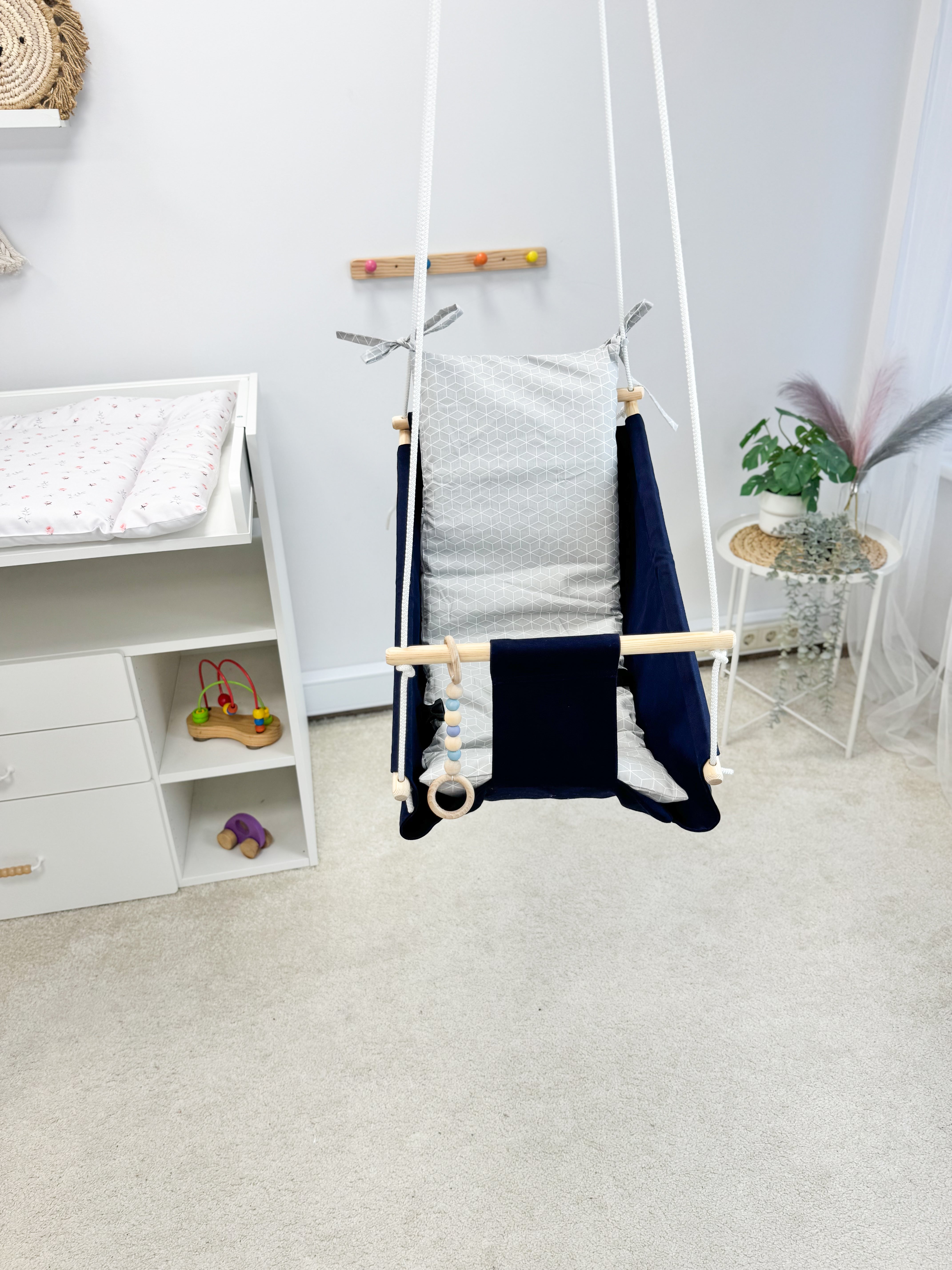 Navy blue hammock swing baby