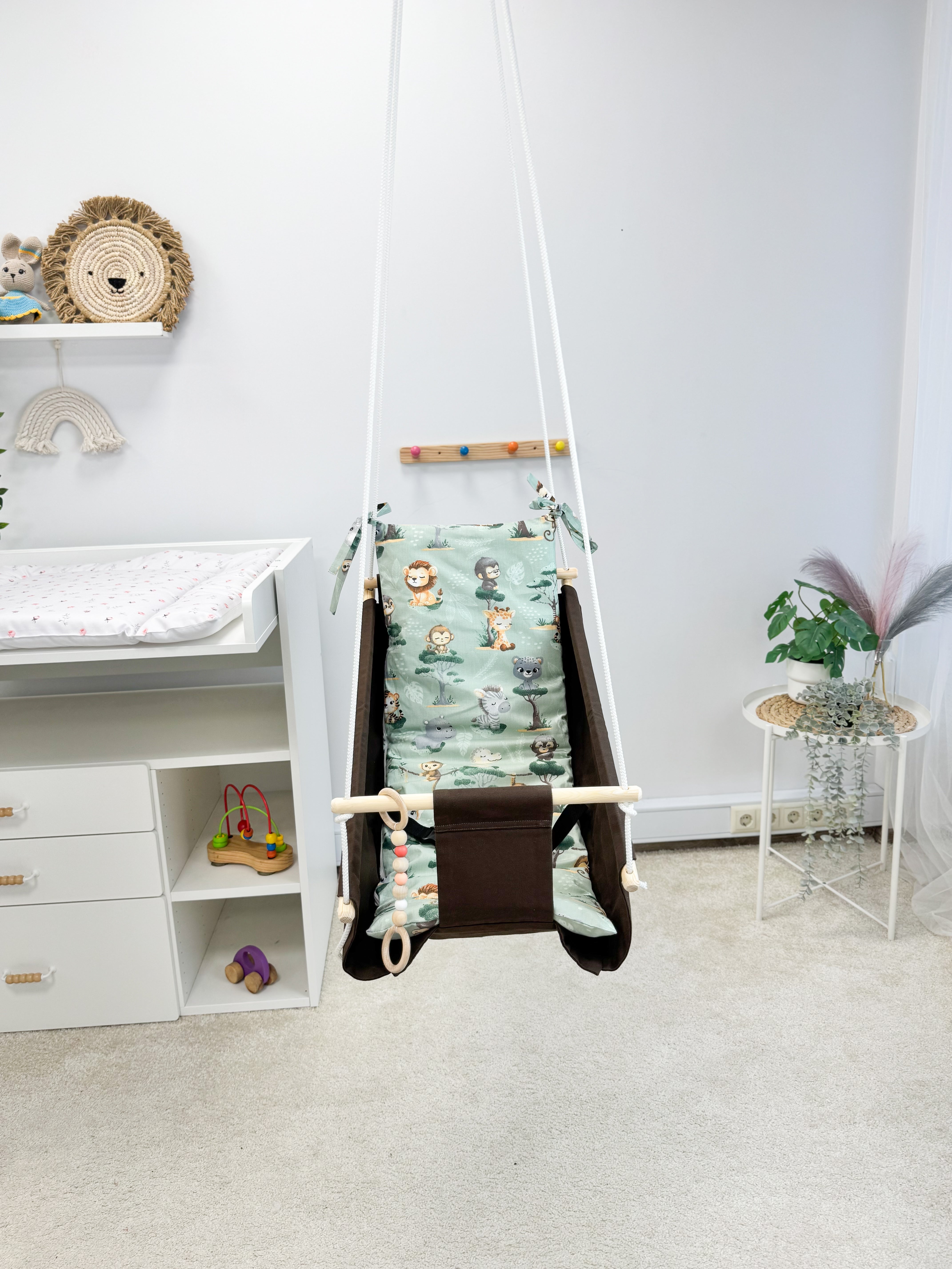 Dark brown Hammock baby swing "Safari"