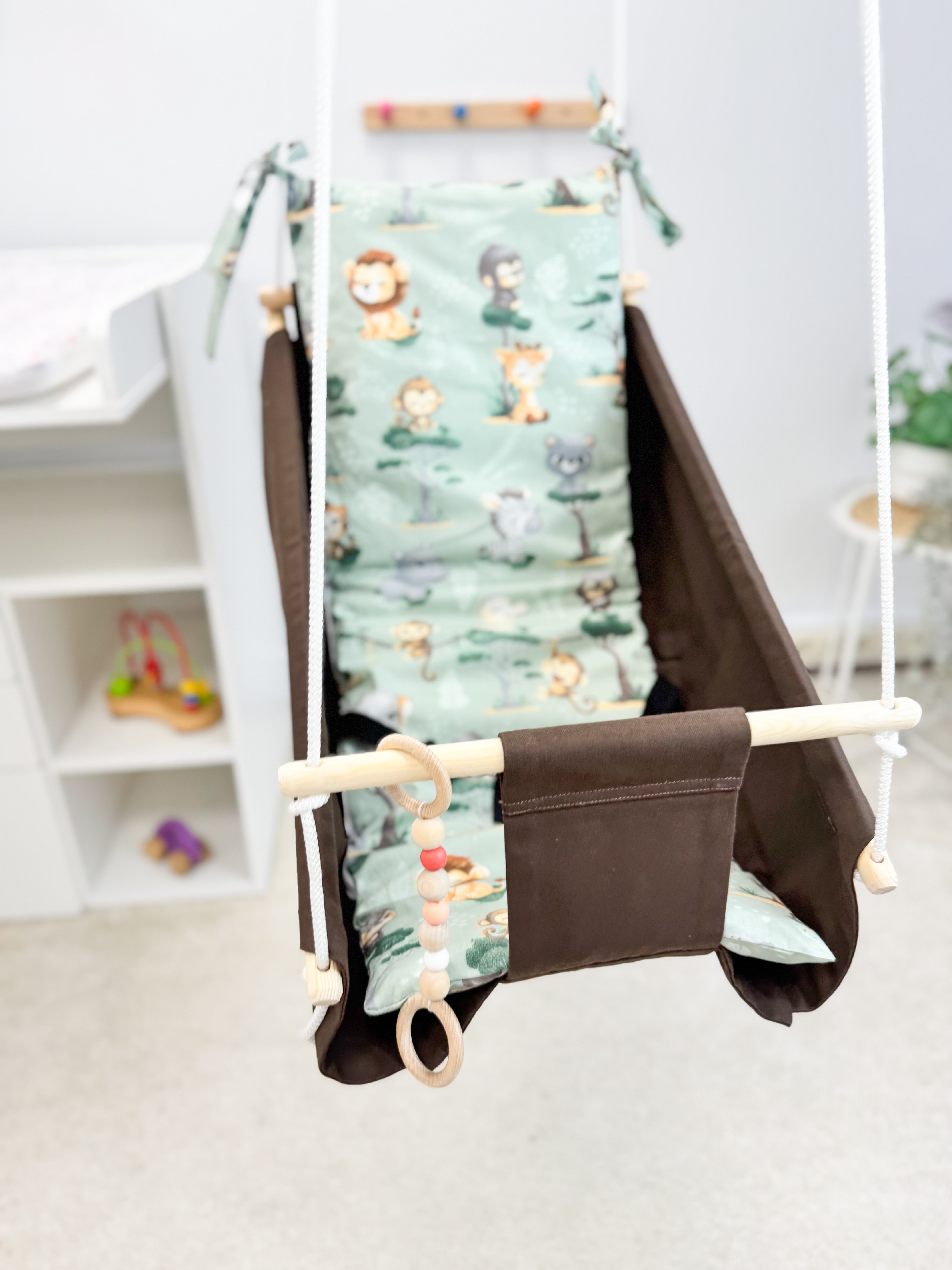Dark brown Hammock baby swing "Safari"