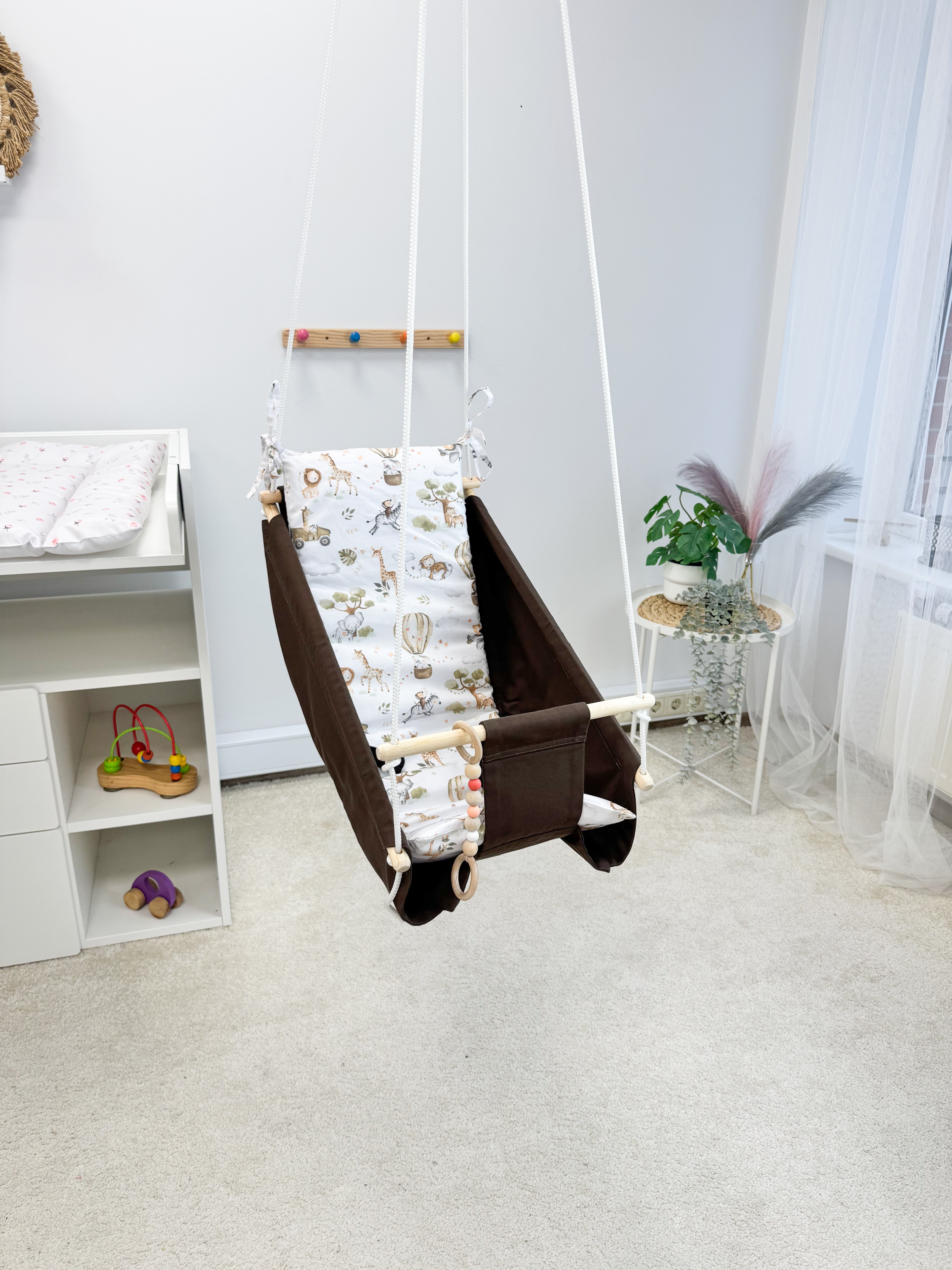Dark brown Hammock baby swing "Safari"