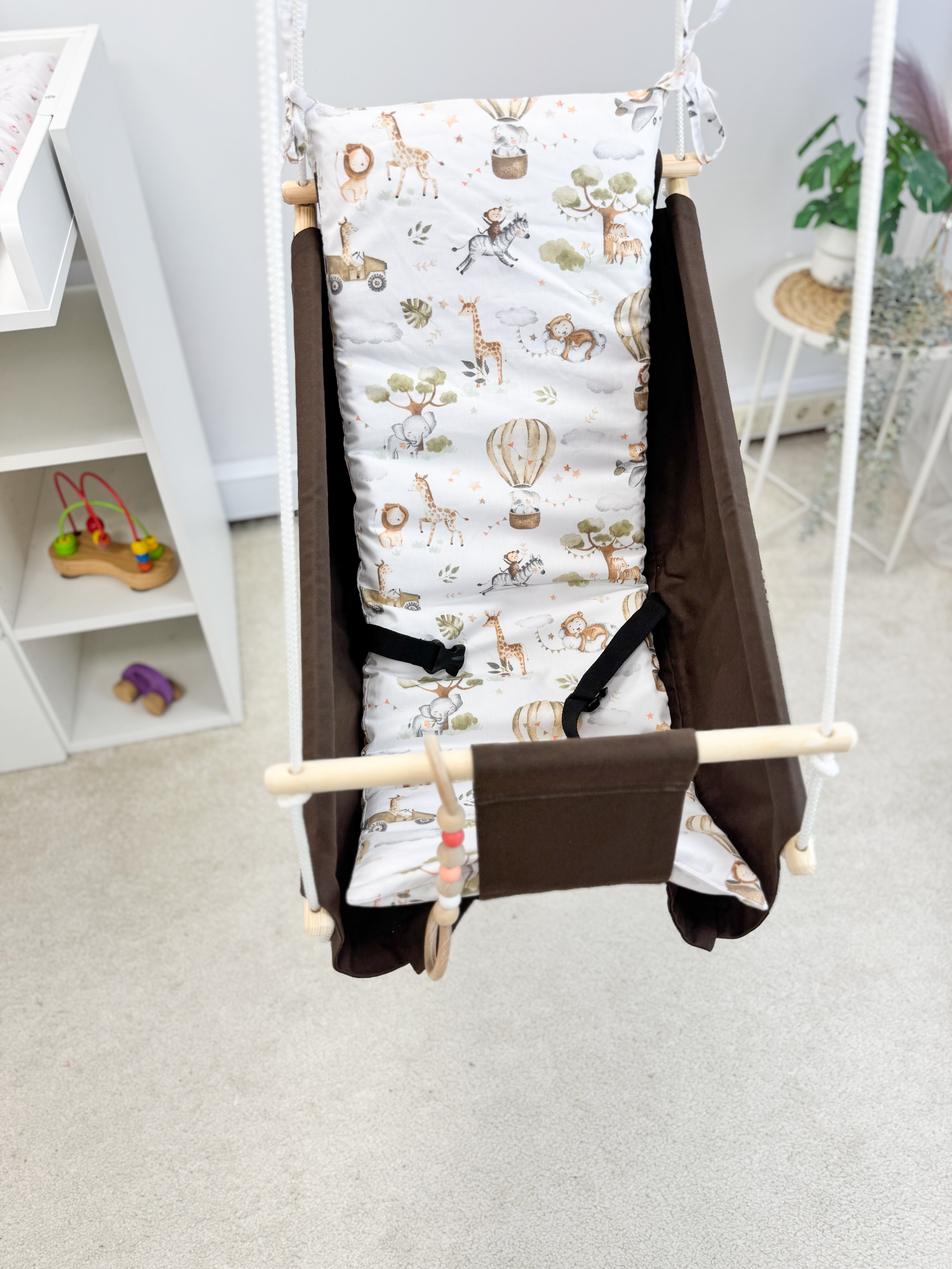 Dark brown Hammock baby swing "Safari"