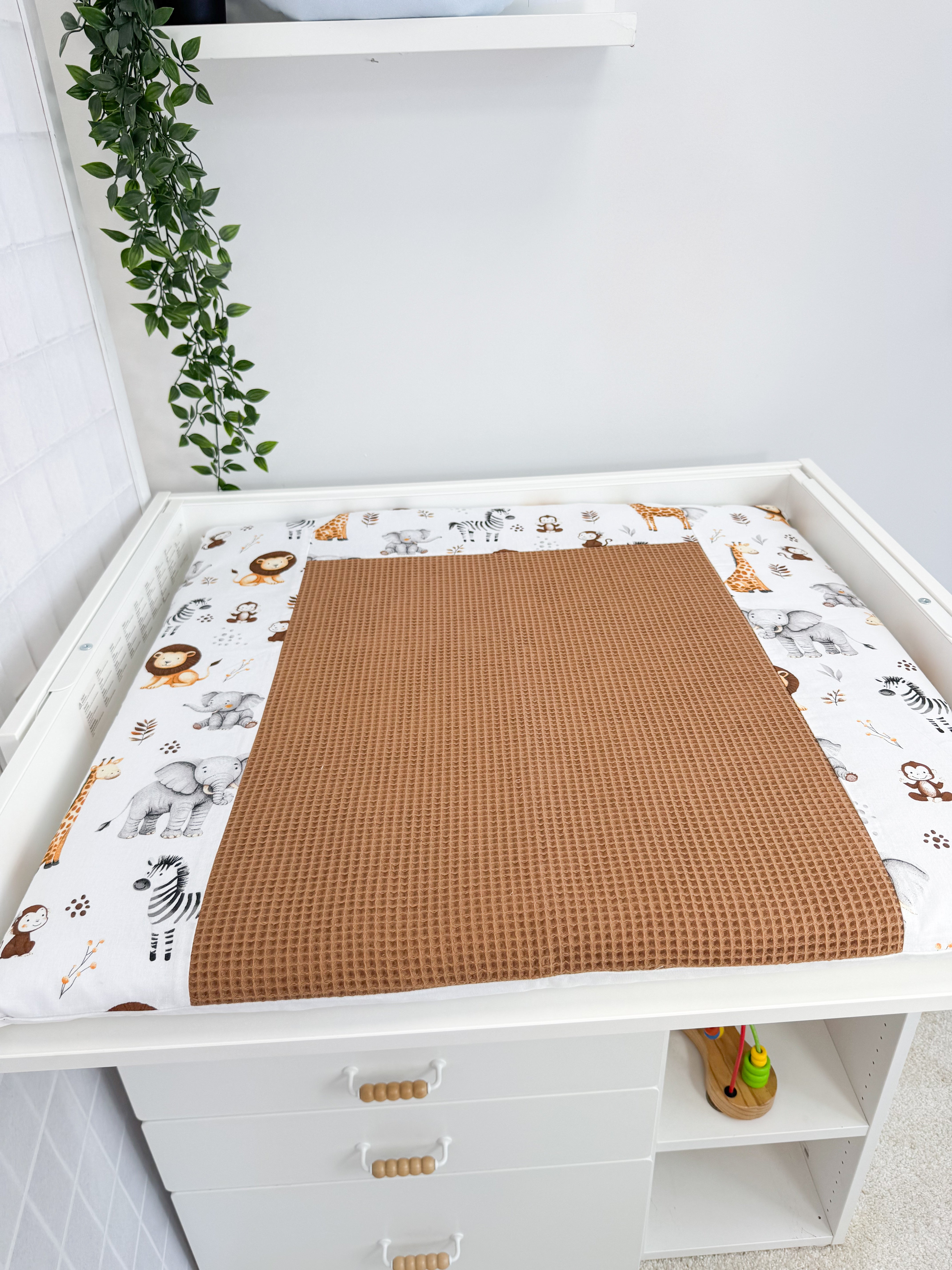 Cotton changing pad - brown Safari