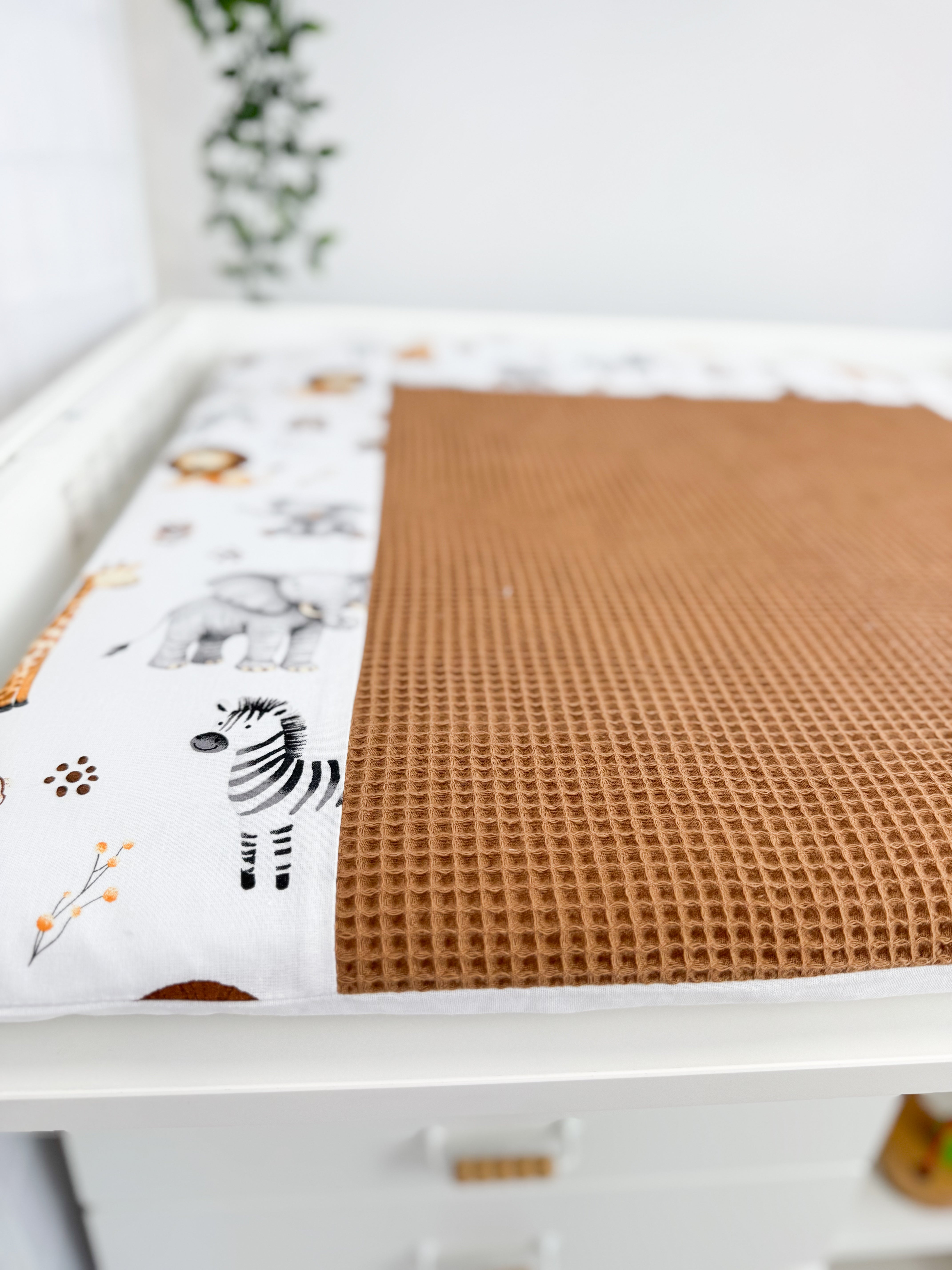 Cotton changing pad - brown Safari