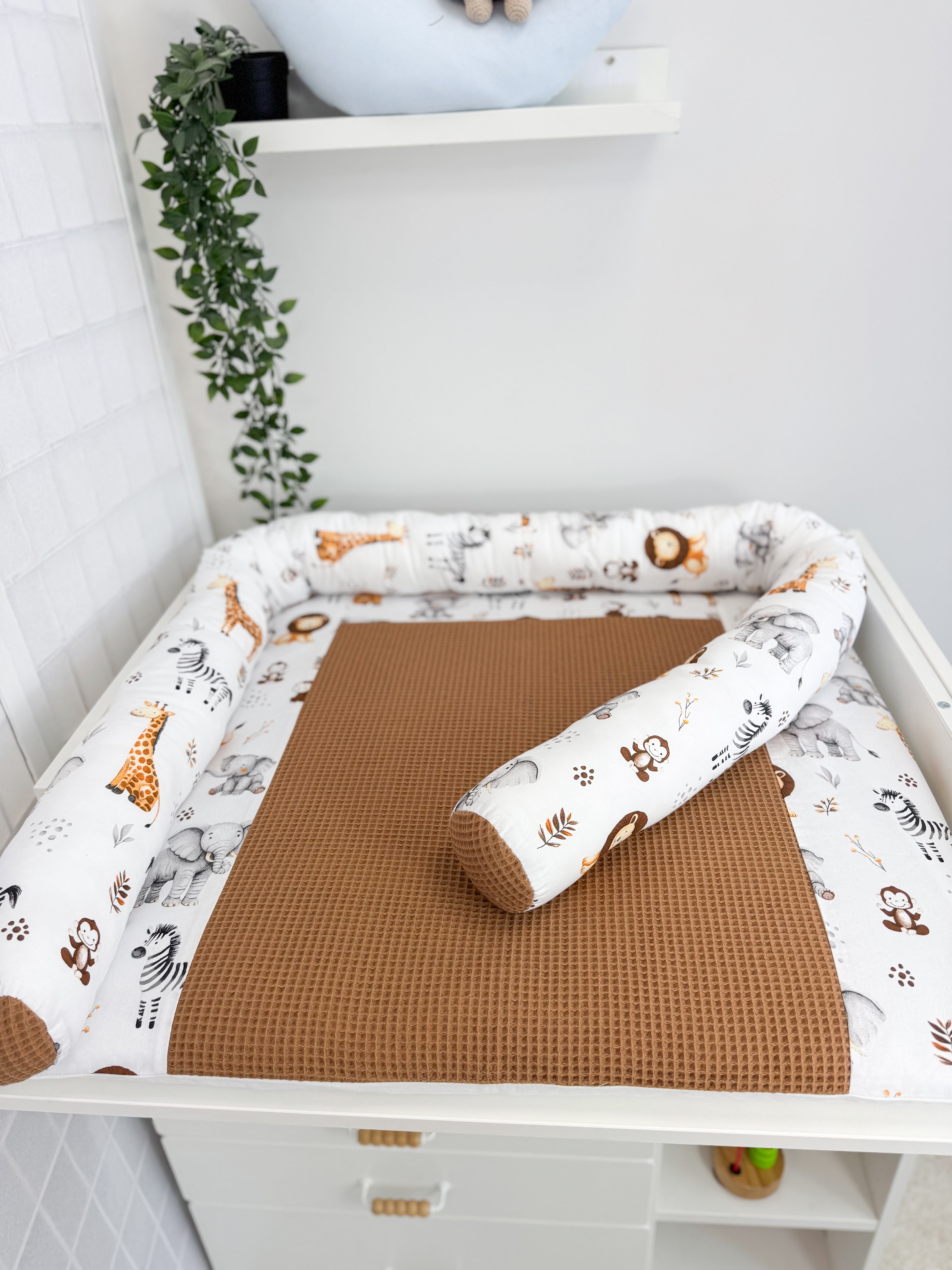 Cotton changing pad - brown Safari