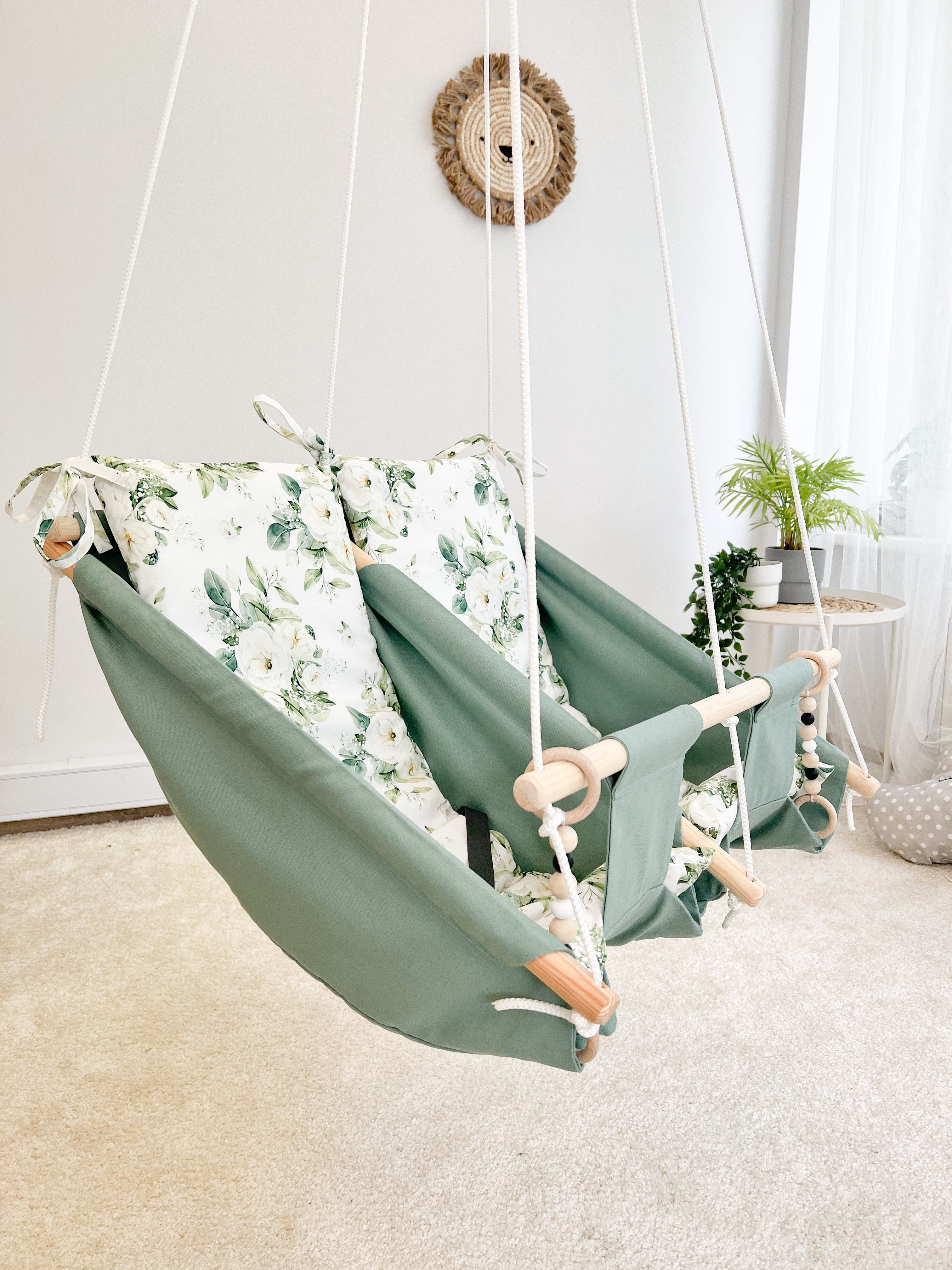 Twin hammock swing "White Flowers"