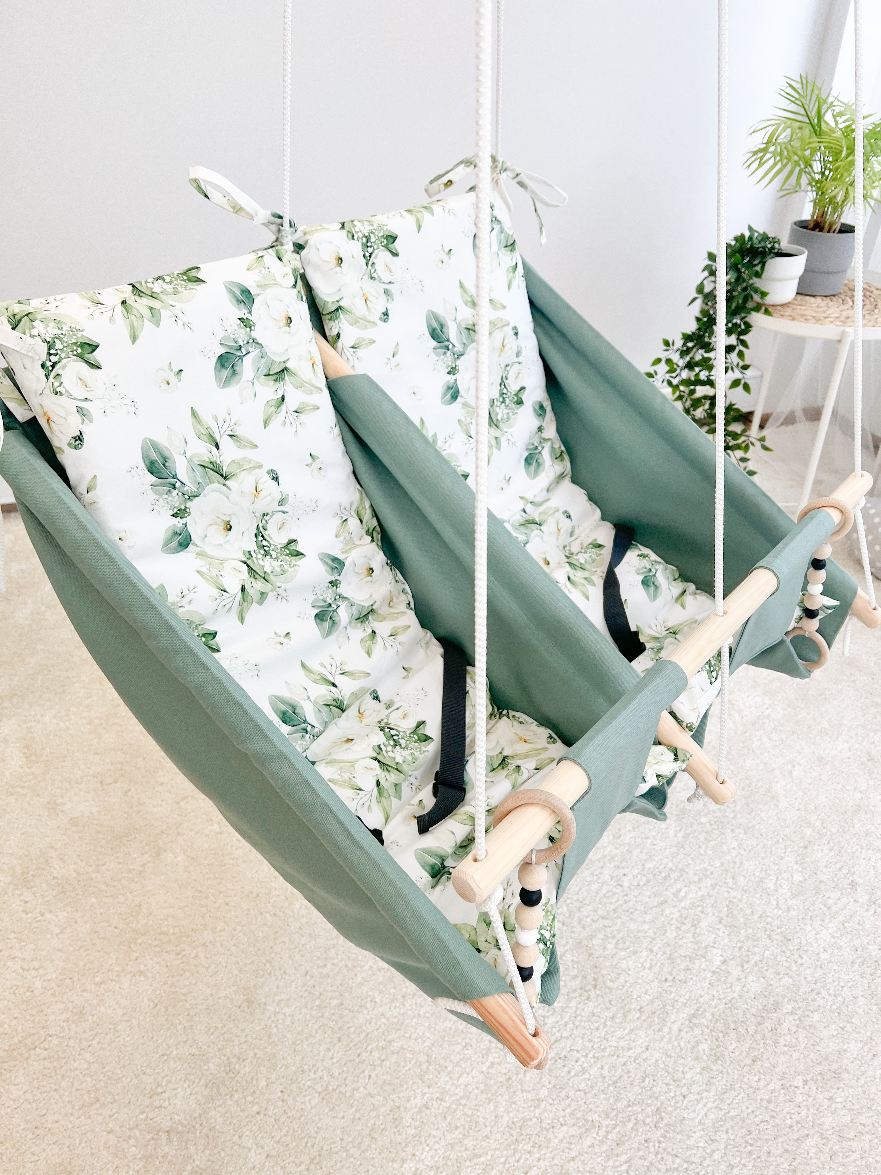 Twin hammock swing "White Flowers"