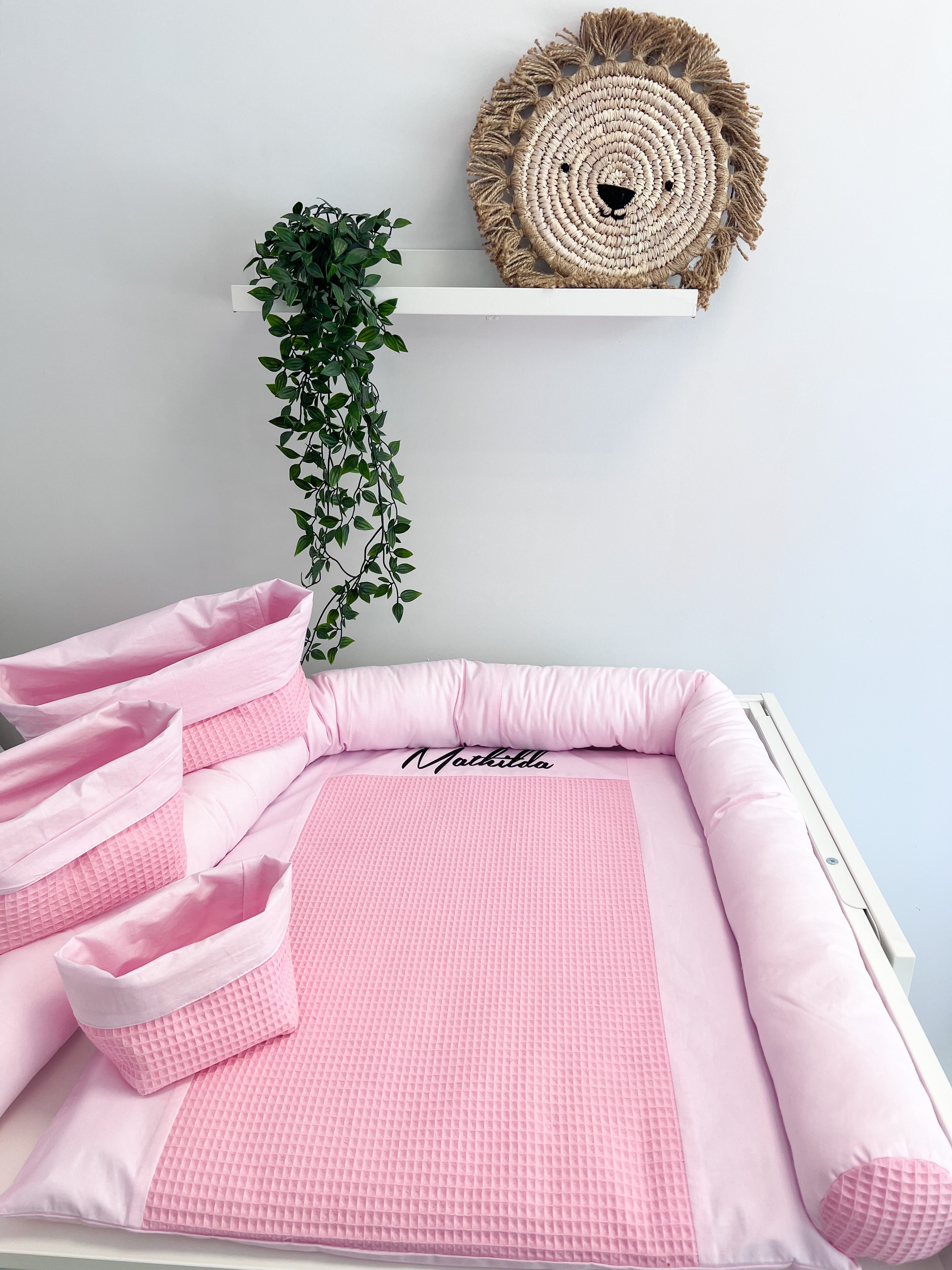 Cotton changing pad - solid pink