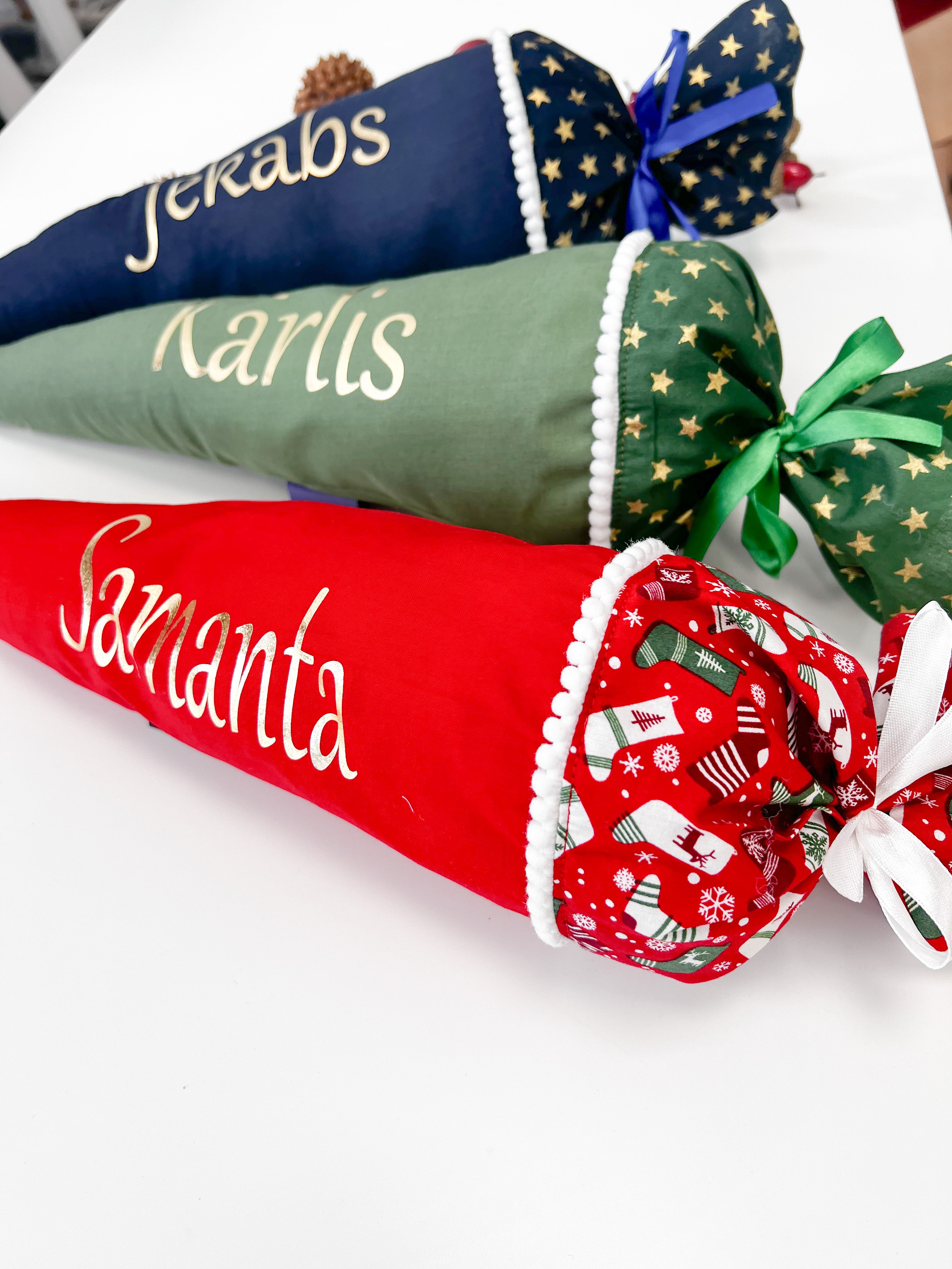Christmas candy cone - Navy stars