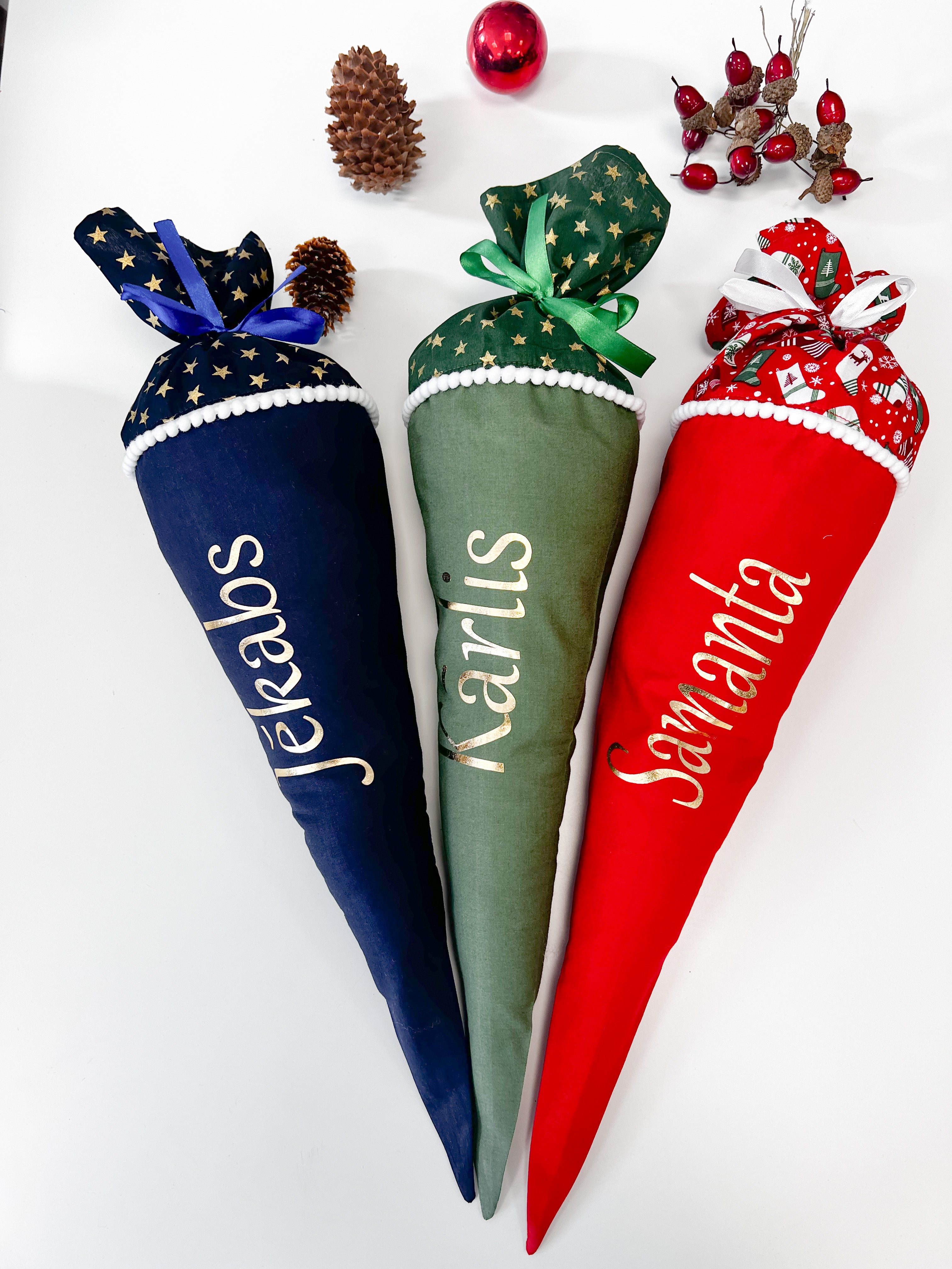 Christmas candy cone - Navy stars