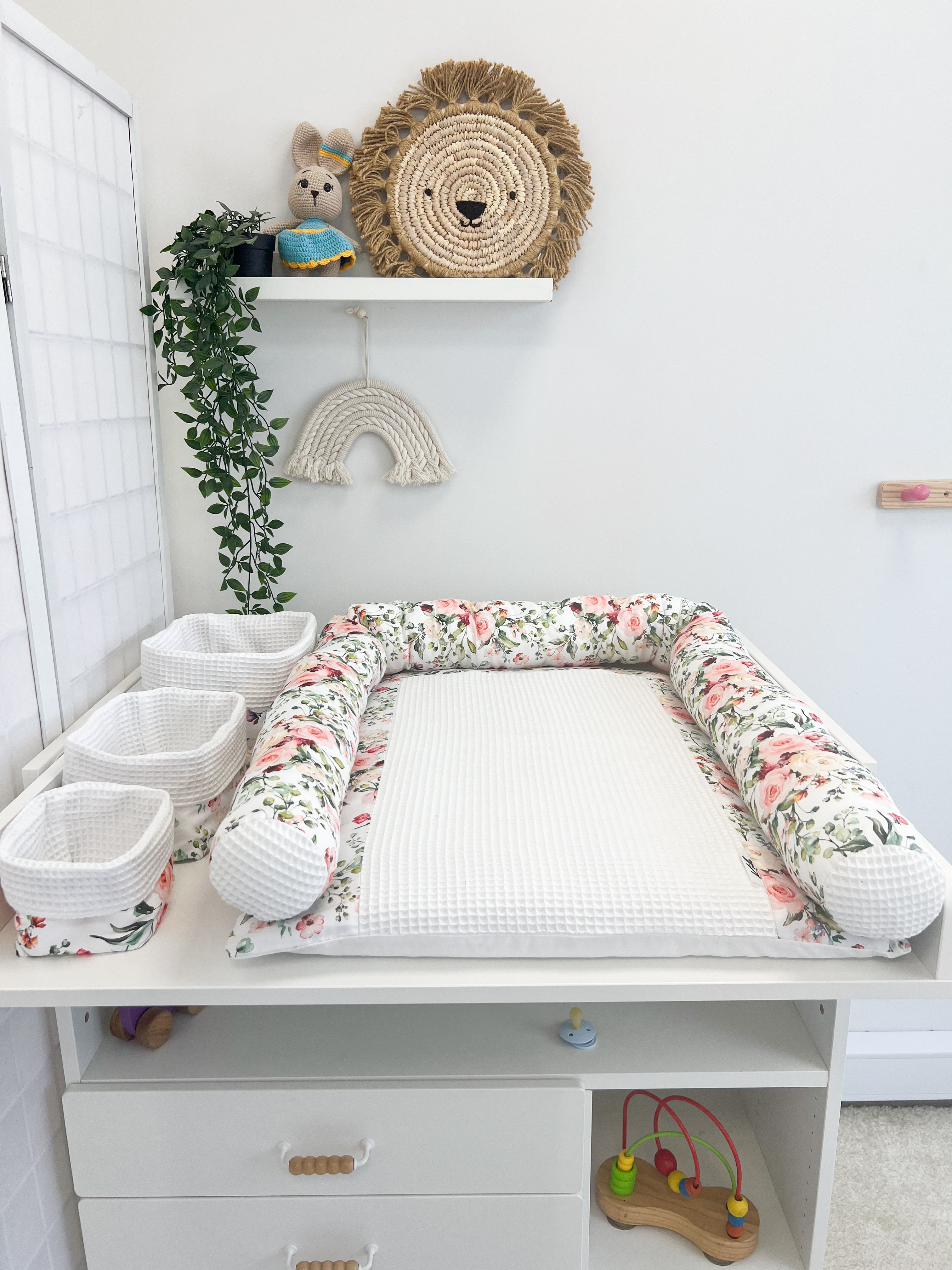Cotton changing pad set "Flowers" 60 x 70 cm