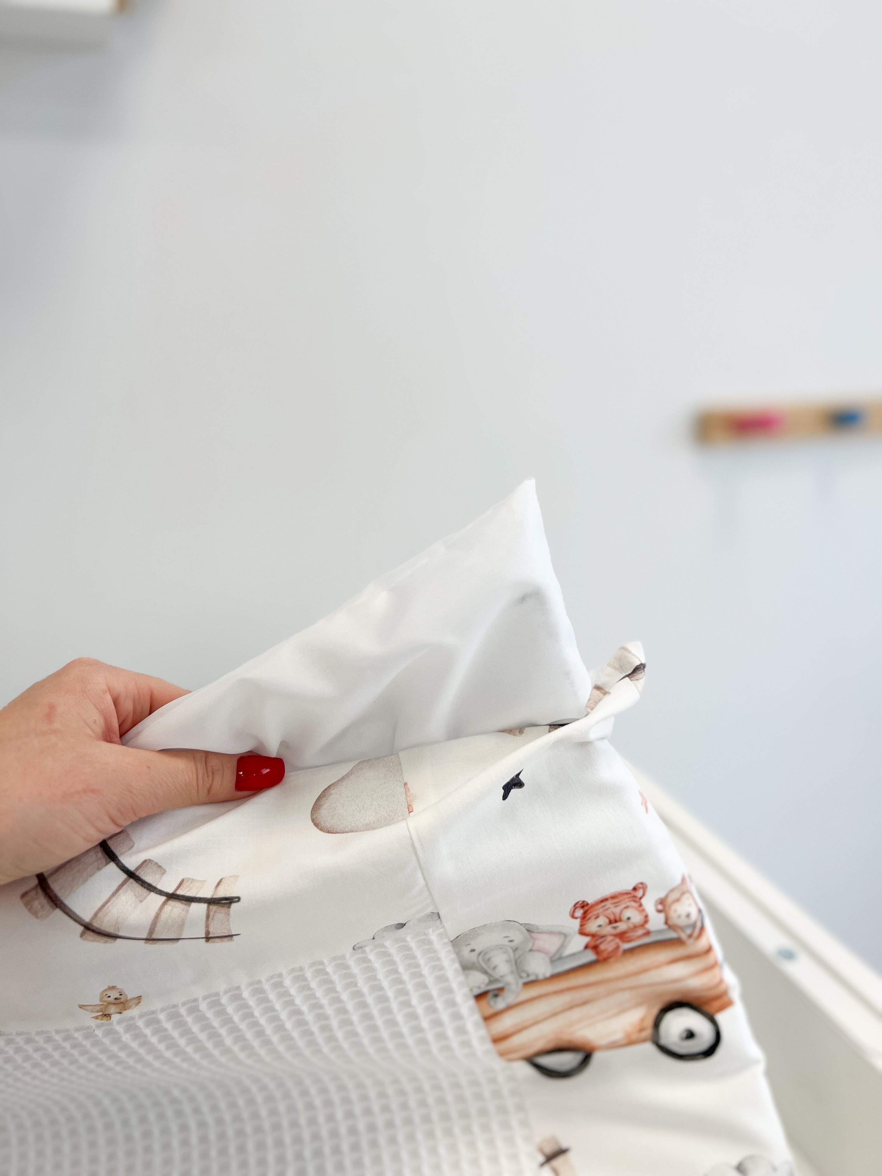 Cotton changing pad "Train" 50 x 70 cm