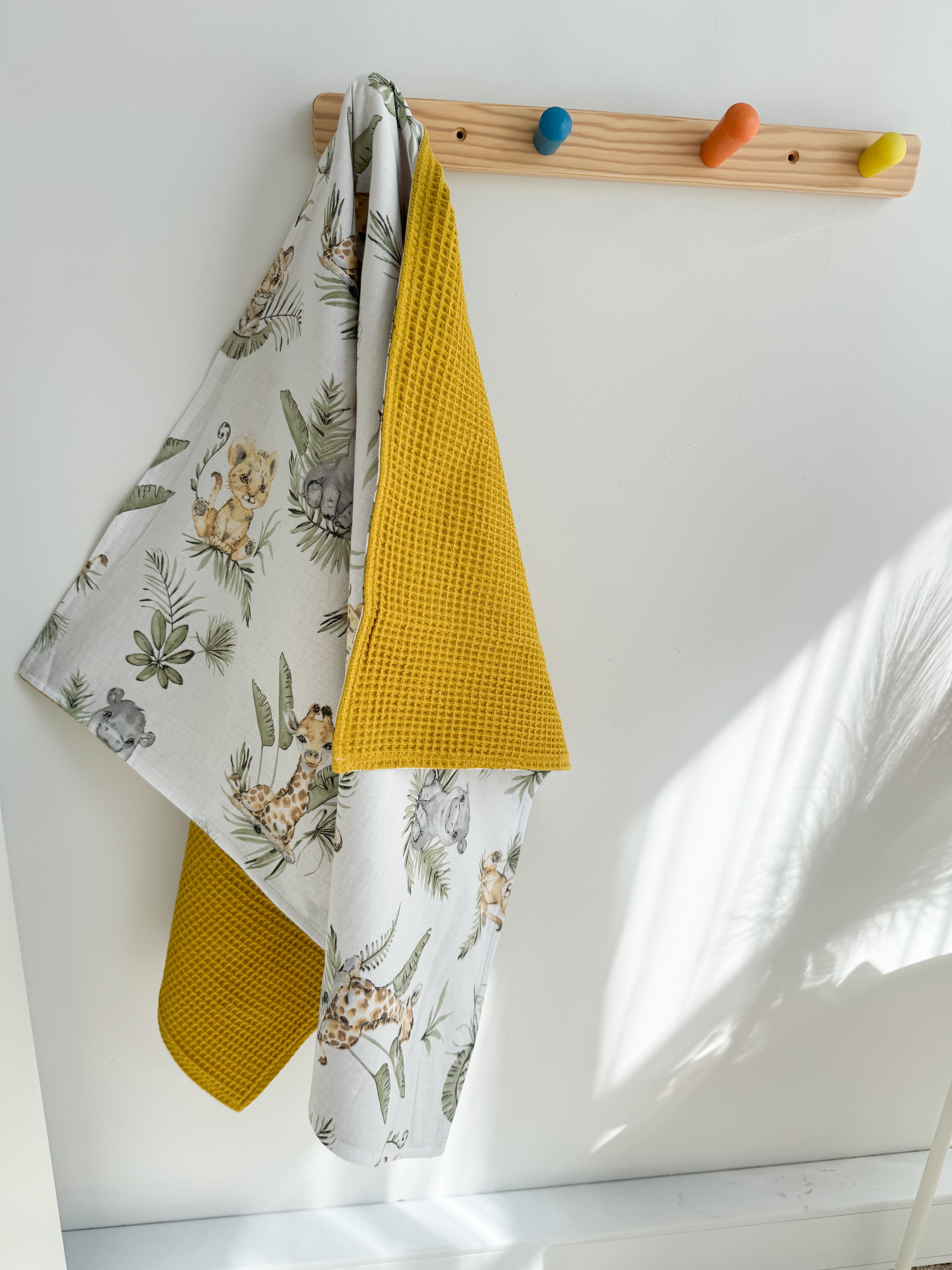 Cotton changing pad - Safari with mustard yellow