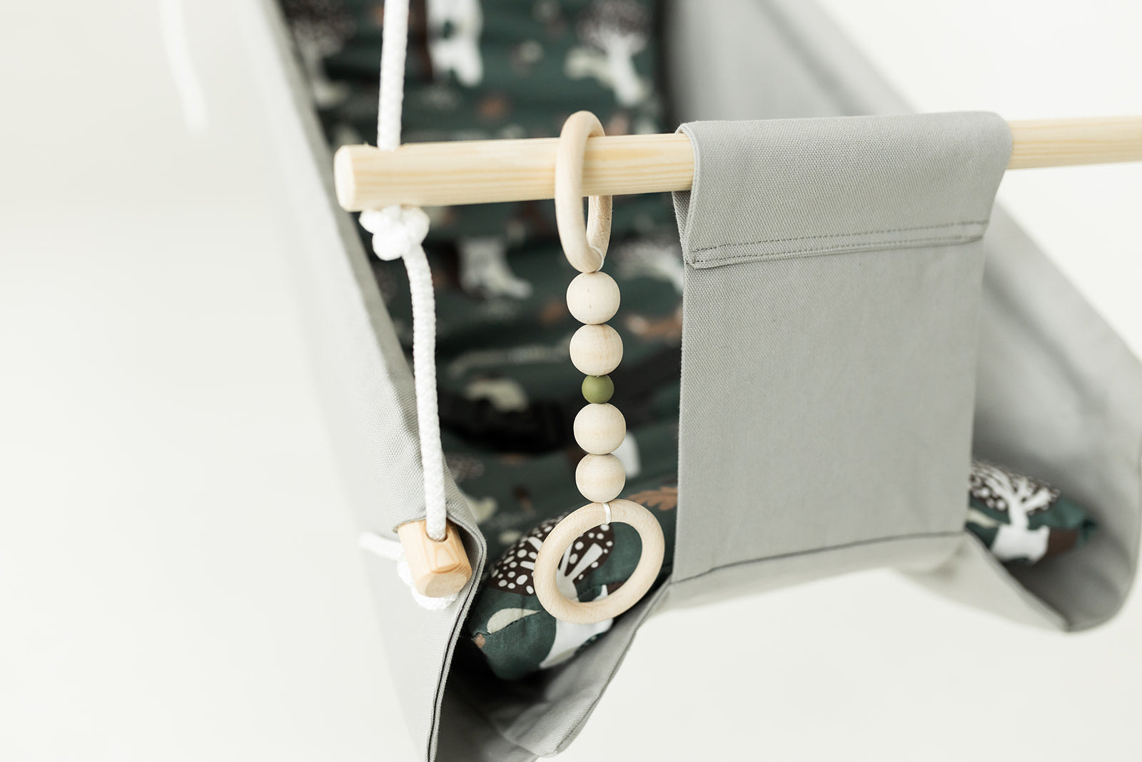 Gray hammock swing baby "Beige forest animals"