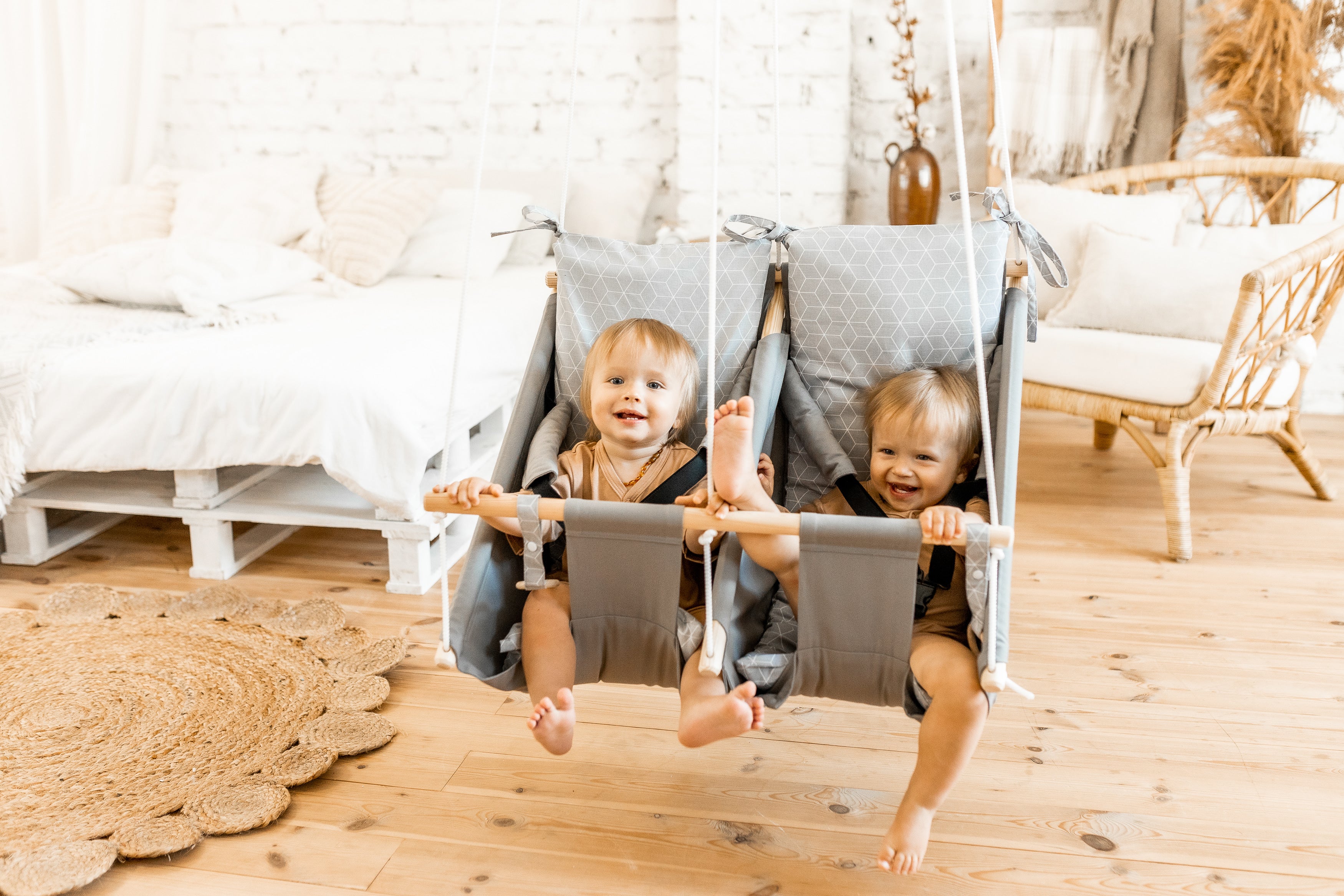 Twin hammock swing "Gray rombs"
