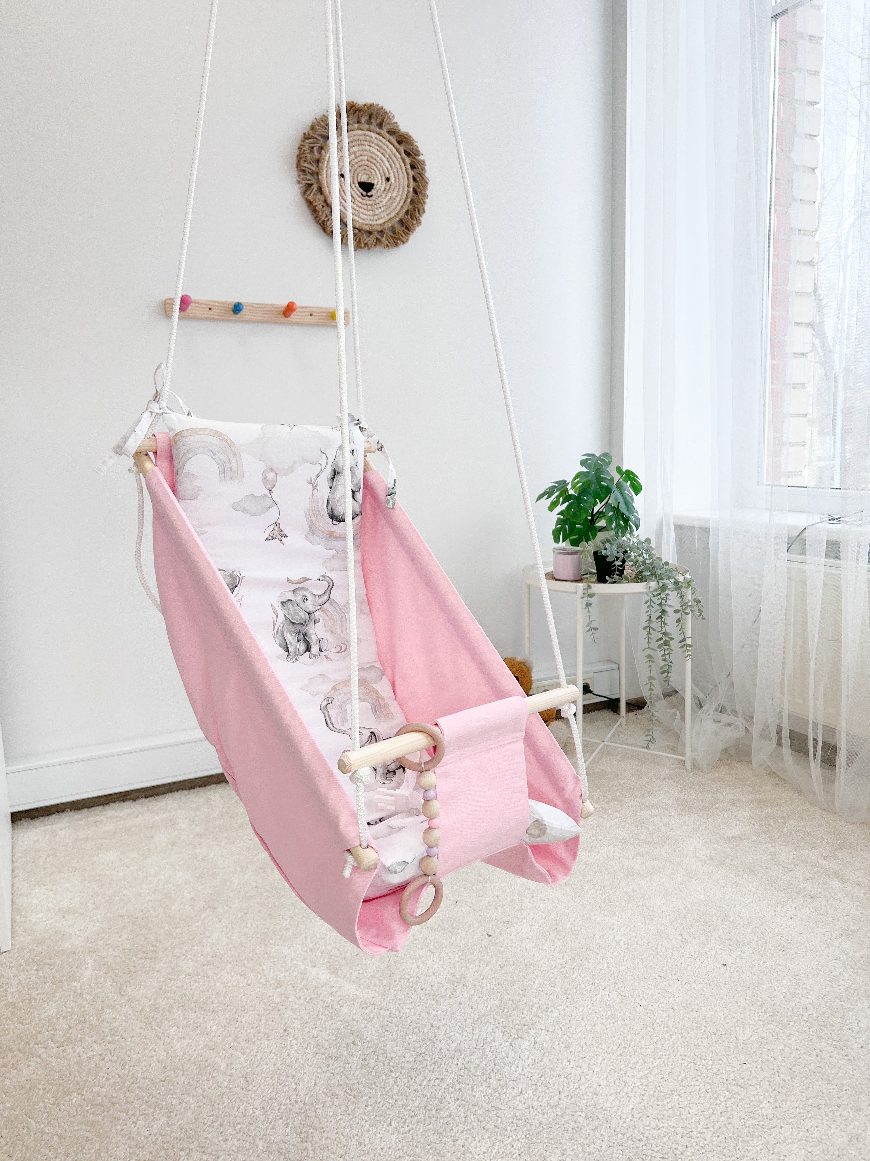Hammock swing baby "Pink elephant"