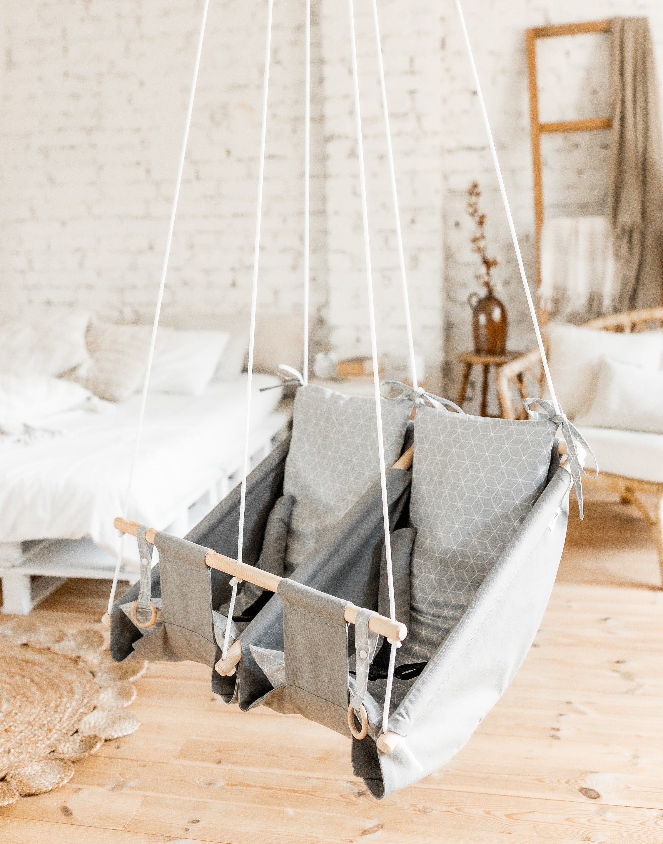 Twin hammock swing "Gray rombs"