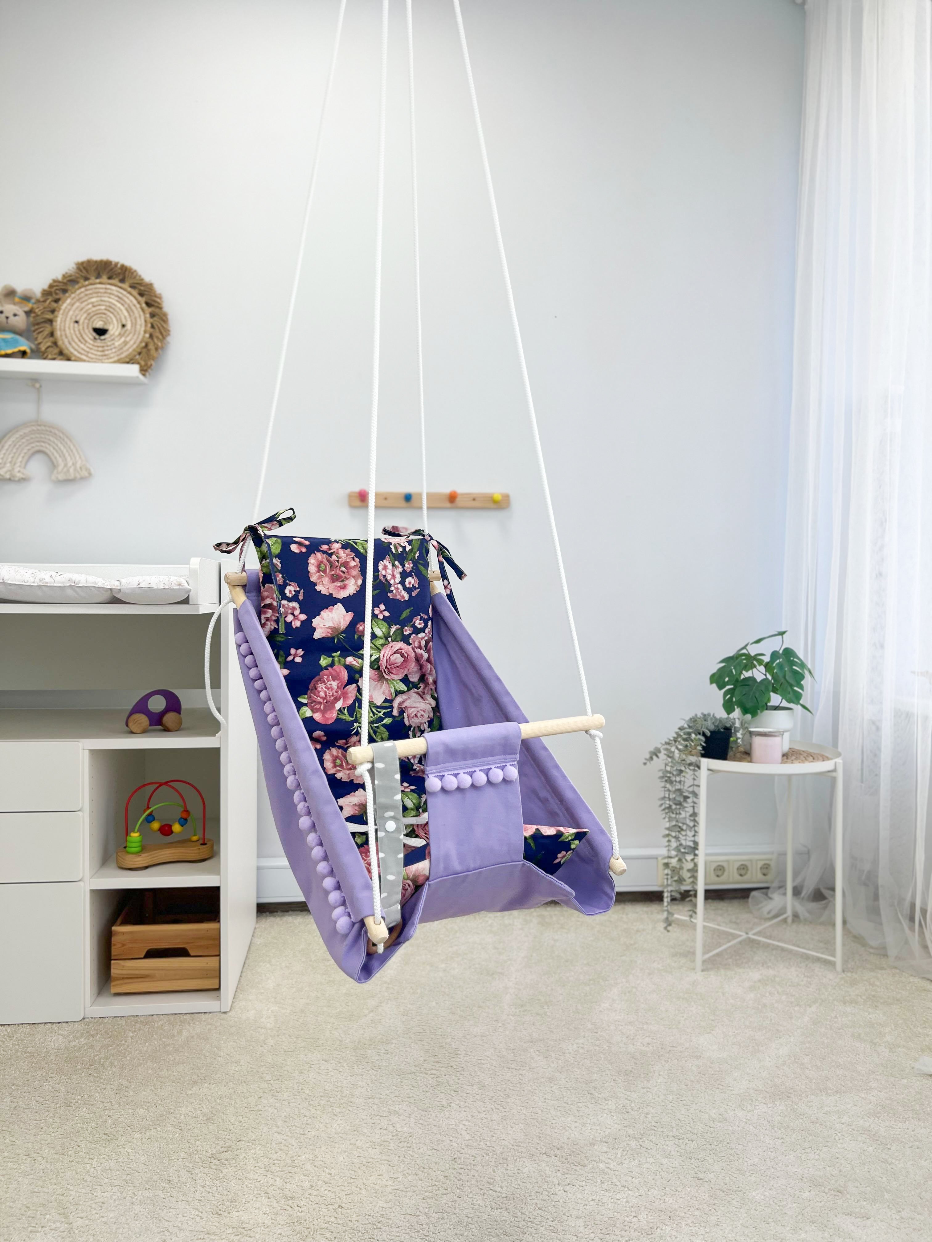 Hammock swing baby "Purple flowers"