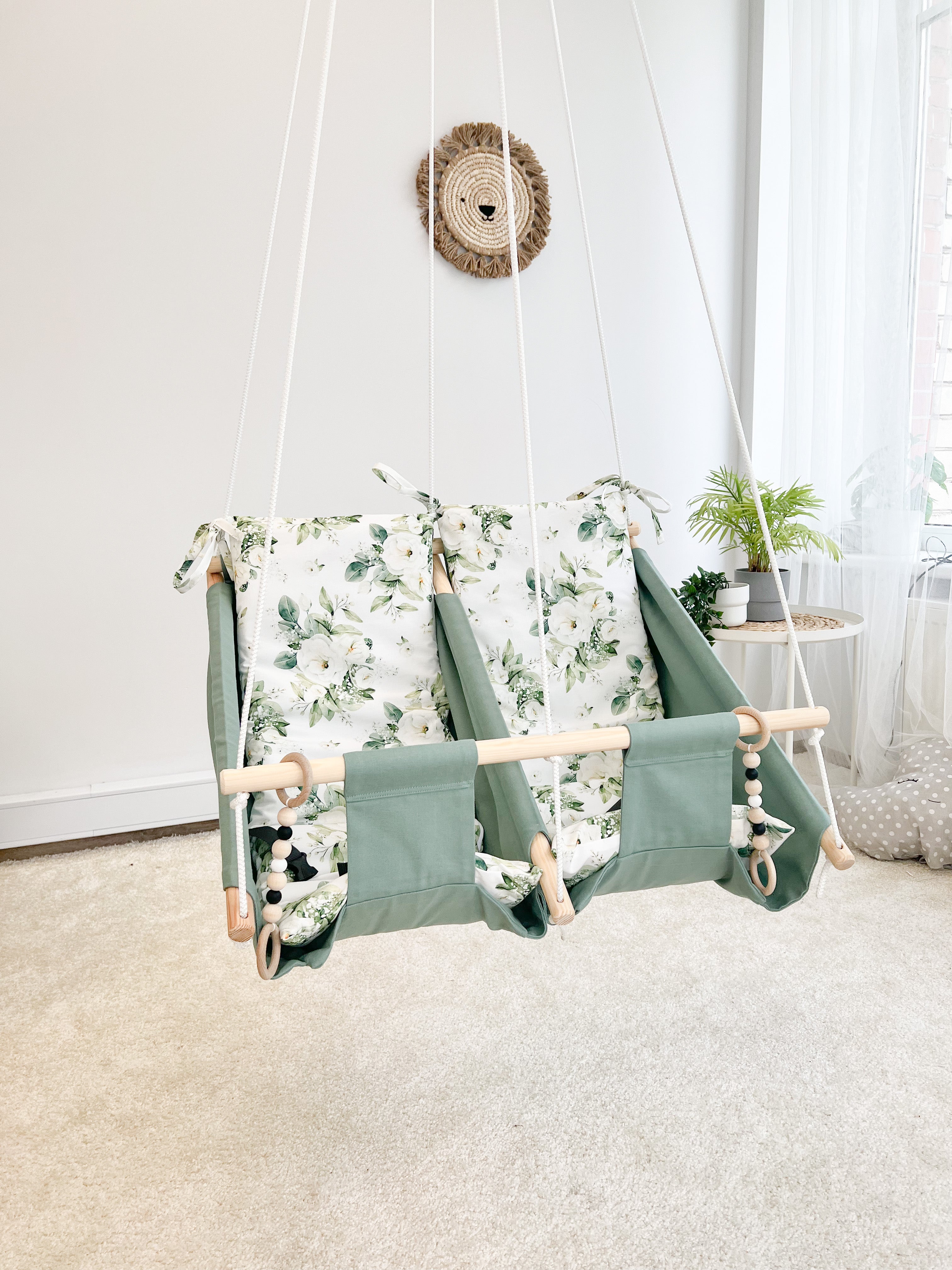 Twin hammock swing "White Flowers"