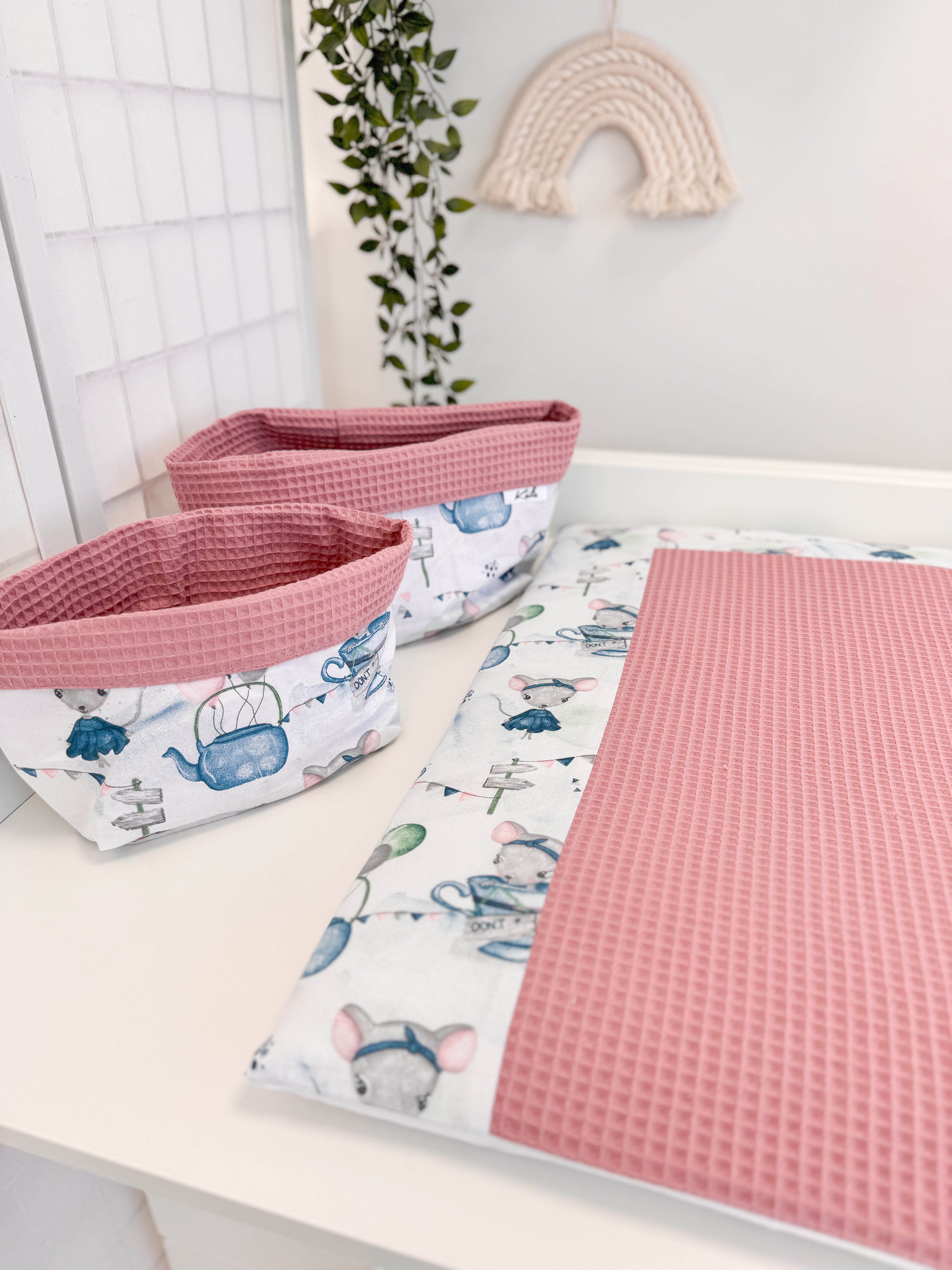 Cotton changing pad set "Mouse" 50 x 70 cm