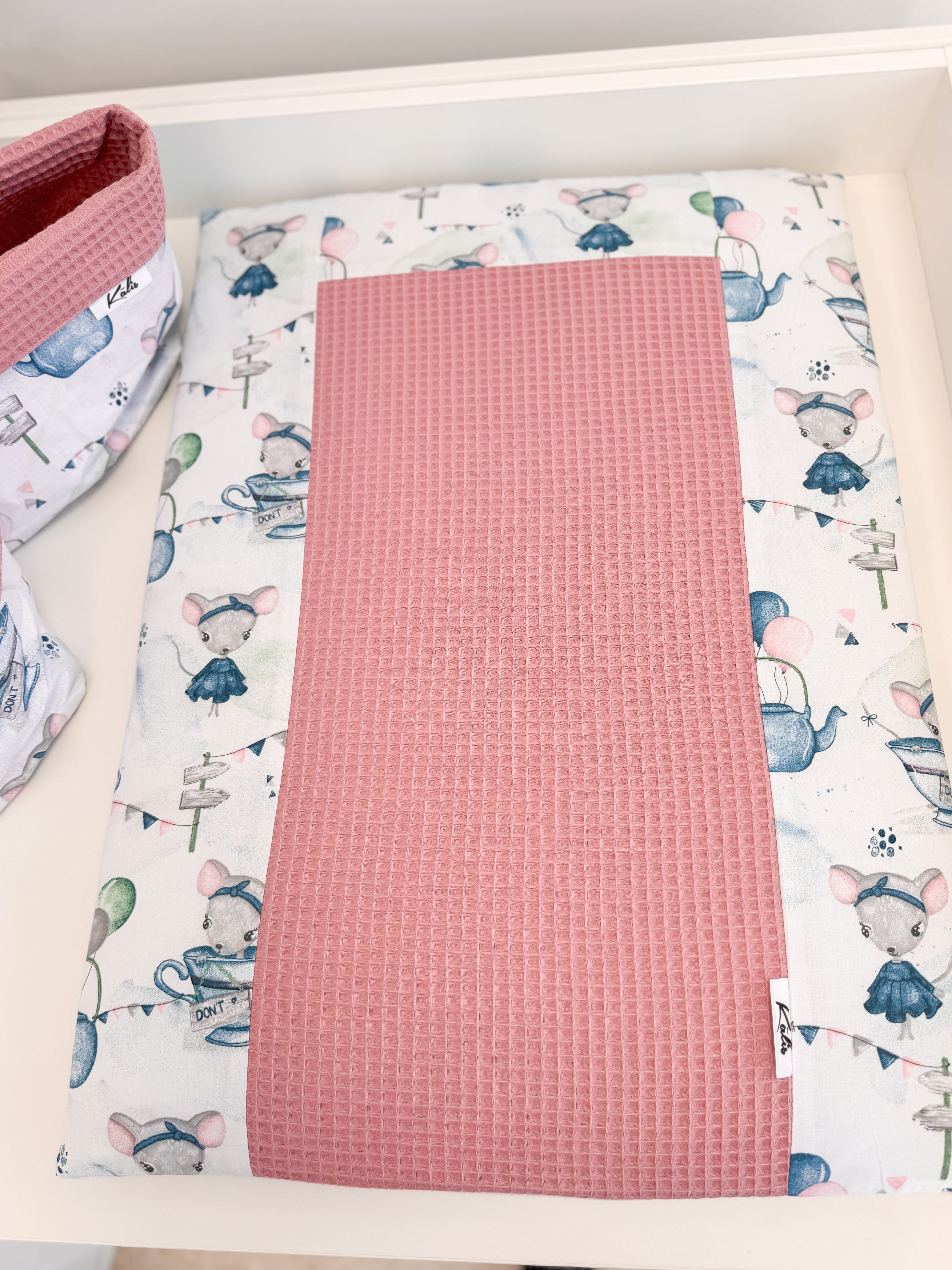 Cotton changing pad set "Mouse" 50 x 70 cm