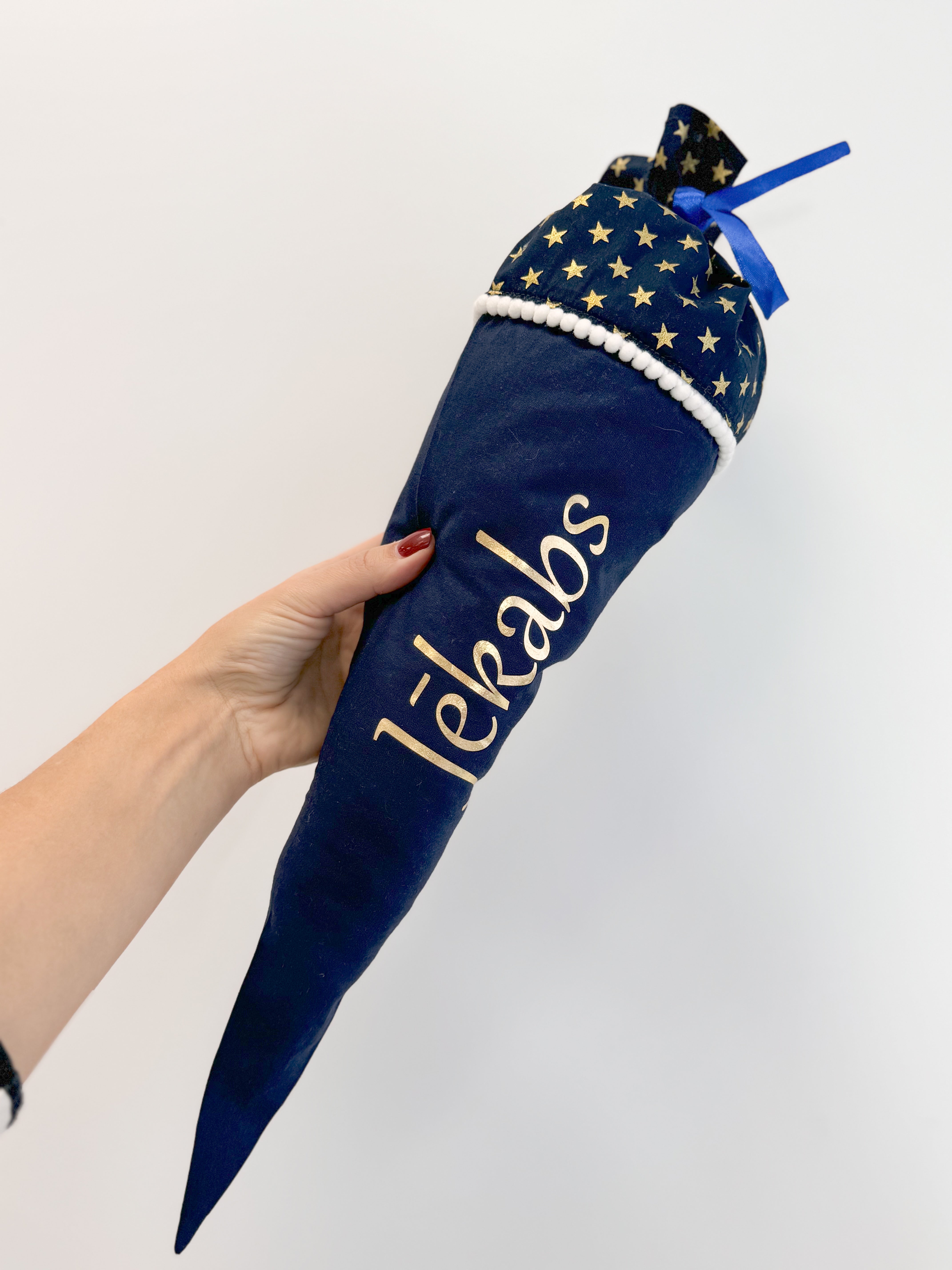 Christmas candy cone - Navy stars