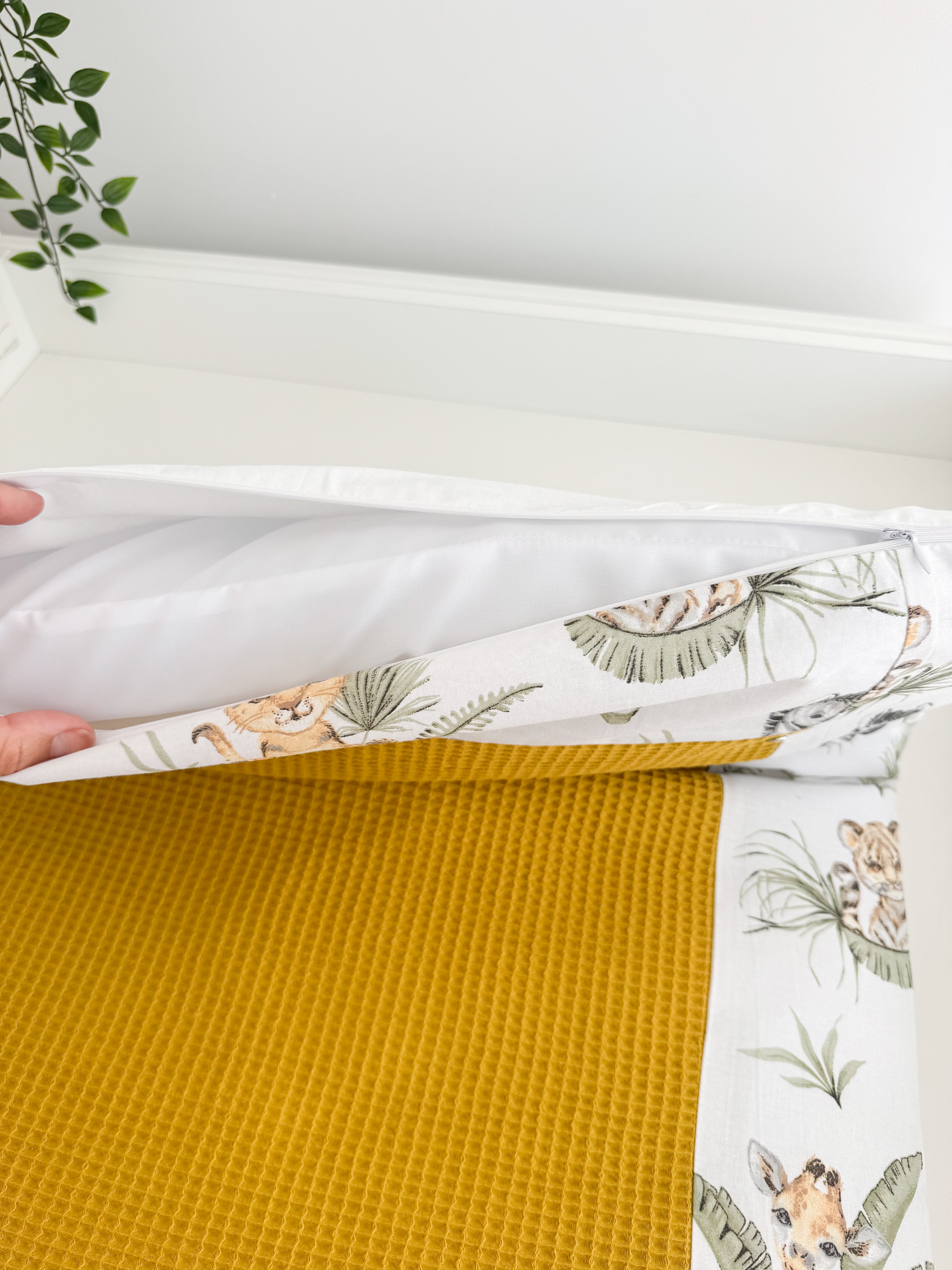 Cotton changing pad - Safari with mustard yellow