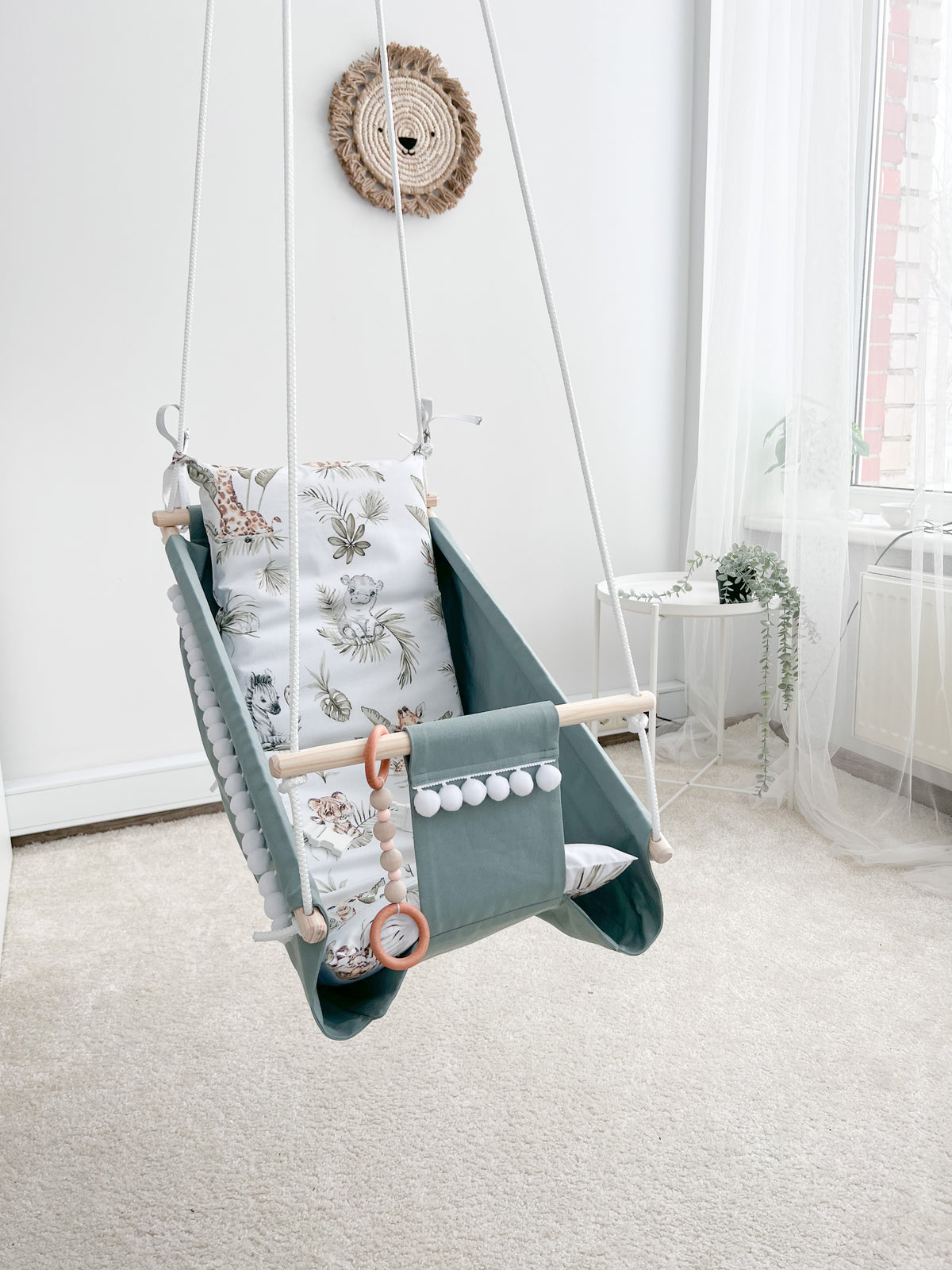 Sage Green Hammock Baby Swing Safari – Indoor Outdoor Seat